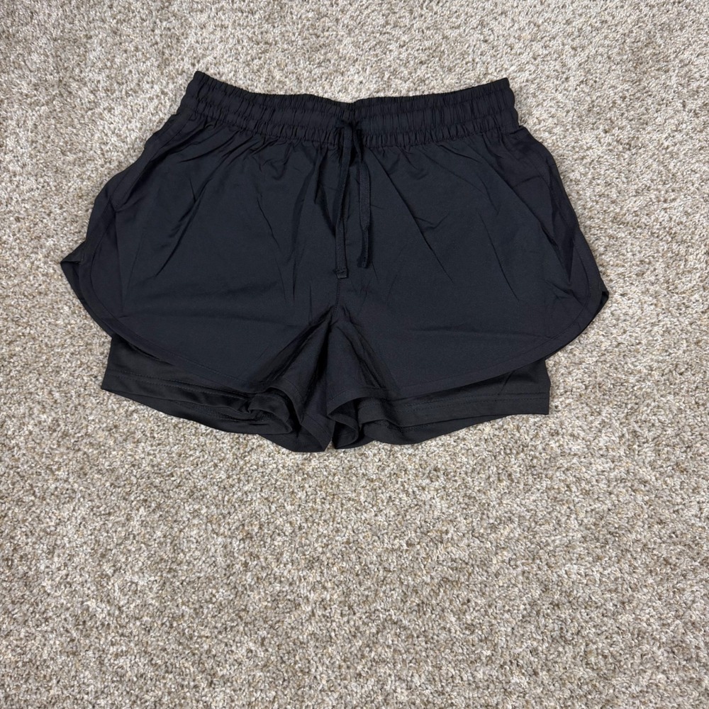 Black Dolphin Hem Athletic Shorts Women's Small Flowy Running Lounge Shorts